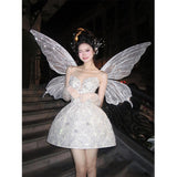 Diynav Birthday Patty Small Dress Fasci Luminous Light Luxury Heavy Industry Lily Annual Meeting Dress French Princess Ponpong Skirt