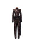 Diynav Burst New Hot Babes Sexy Lace Hollow Horn Sleeves To Repair Jumpsuit Jumpsuit Woman