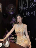 Diynav Dress Gentle High-End Light Luxury Niche Dress French Heavy Industry Nail Bead Banquet Adult Birthday Dress
