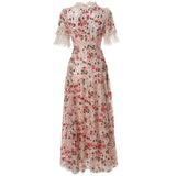 Diynav Industry Color Liede Embroidery Round-Neck Princess Style Long-Sleeve Dresses Summer New 2024
