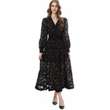 Diynav Industry Plate Flower Splicing Lantern Long Sleeve White Swing Dress Dress New Women's Autumn And Winter 2024