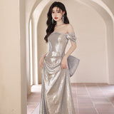Diynav Dress Female Shoulder 2024 New High-End Temperament Annual Meeting Host Dress Noble And Sexy
