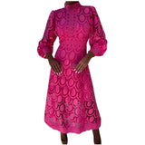 Diynav Women's New French Lace Collar Bubble Bubble Sleeve Dress Temperament To Show Skinny Dress