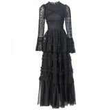 Diynav Elegant Embroidered Lace Collar Long-Sleeved Dress Red Long Dress Spring And Summer Women's Dress 2025
