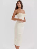 Diynav Sales Of New Sexy Solid Color Sleeveless Shoulder Pearl Fish Bone Dress Dress Women's Dress