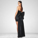 Diynav Women's Sexy Folded Bag With A Bosom Dress Temperament Can Be Removed Large Bow Decorative Tape