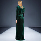 Diynav Women's Sexy Deep V-Neck Velvet Dress Dress French High-End Temperament Dress Dress Woman