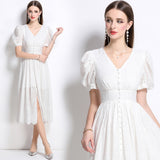 Diynav Dress Female Travel Photo Summer French Hollow High-End Feel Seaside Beach Long Skirt