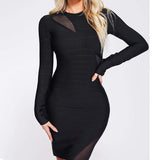 Diynav New Fashion Dress Direct Sales Long-Sleeved Sexy Mesh Dress Banded Dress Woman