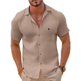 Diynav Men's Linen Short-Sleeved T-Shirts For Free-Fitting Sweatshirts For Men's Short-Sleeved Cotton Shirts Beach Plus-Size Men's Short-Sleeved Shirts