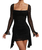 Diynav Fashion Spring And Summer New Long-Sleeved Temperament Dress