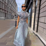 Diynav 2025 Autumn And Winter New Catwalk Printing Positioning Two Sets Of High-End Shirt Tops With Long Skirts