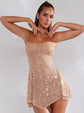 Diynav Women's Hot Diamond Sexy Perspective Sling Dress Skirt Dress Dress Dress Banquet Dress Dress