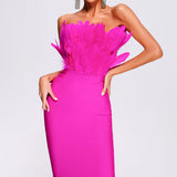 Diynav New Long Fashion Dress Brated Ostrich Hair High-End Temperament Banded Dress Woman