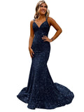 Diynav Ball Dress Body-Bagged Fishtail Small Tail Evening Dress Fine Shoulder-Band V-Neck Party Dress