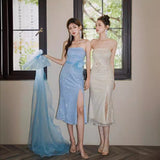 Diynav Dress 2024 New Three-Dimensional Flowers With Corset Dress High-End Fine Shiny Fishtail Dress