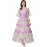 Diynav Industry Three-Dimensional Trumpet Horn Sleeve Round Collar Big Swing Fluffy Dress Dress Summer Autumn Women's Dress 2024