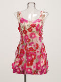 Diynav Women's Sexy Sling Dress High-End Temperament Floral Dress Dress A-Word Skirt