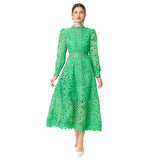 Diynav Elegant Lace Dress Autumn 2024 New Bubble Sleeve Long Sleeve Embroidered Dress Dress Woman