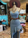 Diynav New Sling Gile High-Sclam High-Up To Repair The Fork With The Slanted Leaf Side Of The Denim Dress