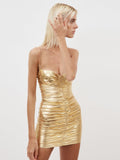 Diynav Women's New Sexy Body-Wrapped Breast-Wrapped Sling Skirt Dress With Wrinkles And Hips Skirt Banquet Dress
