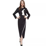 Diynav Collar Bud Bow Long Sleeve Sexy Open Fork Bag Cleni Pencil Mid-Long Dress Women's New Autumn And Winter 2024