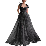 Diynav Bridesmaid's Suit Slings Linden With Forked Temperament Sexy Evening Dress Lace Mesh Dress