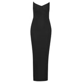 Diynav Women's Explosive Sexy Long Evening Dress Body Wrapping Party Temperament Banded Dress Black
