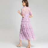 Diynav Collar Three-Dimensional Heavy Industry Embroidered Lotus Leaves Side Purple Dress Dress 2024 Summer New Women's Dress
