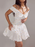 Diynav New Sexy Shoulder Sling Dress Fashion Temperament Print Poneng Skirt Dress Dress Dress Dress Dress Dress
