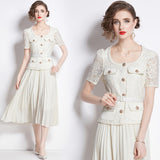 Diynav Embroidered Dress Square Understanding Temperament Chiffon 100-Fold Skirt Belt To Collect Thin