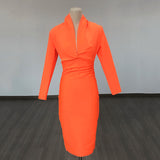 Diynav Deep V-Neck Fashion Trendy Long Sleeve Banded Dress With High-End Banquet Evening Dress