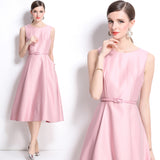 Diynav New French Temperament Light Style Light Wind To The Waist Thin Fashion Long Sleeveless Dress