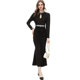 Diynav Industry Nails Sexy Hollow Long-Sleeved Fishtail Princess Dress Dress Women's Spring And Summer New 2024