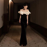 Diynav Dress Women Black Shoulder Temperament High-End Fishtail High-Level Adult Banquet Dress Light Luxury Niche