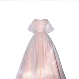 Diynav Dress Bride 2025 New One-Word Shoulder Mesh Screen Appearance Thin Annual Banquet Art Show Host Evening Dress