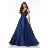 Diynav Dress Deep V-Neck Bare Back Sexy Tail Deep Blue Delicate Nail Bead Noble Dress Banquet Banquet Host Dress Dress