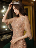 Diynav Dress High-End Atmospheric Champagne Host Performance Of High-End Sequins Long Banquet Temperament Dress