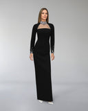 Diynav And Winter Long Sleeve Open Dress Burst Solid Color Mesh Yarn With Diamond Collar Repair Hip Dress Woman