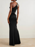 Diynav Luxury Heavy Industry Drill Hanging Neck Repair Open Fork Long Dress Sexy Famous Temperament Evening Dress Tight Dress Dress