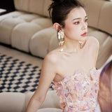 Diynav Dress 2024 New Flowers Like Three-Dimensional Flowers With Breasts Wedding Birthday Ribbon Small Dress