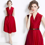 Diynav Women's Clothing 2024 New Famous Temperament Sister Light Familiar Air Cold Sense Of High-End Sleeveless V-Neck Dress