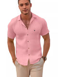 Diynav Men's Linen Short-Sleeved T-Shirts For Free-Fitting Sweatshirts For Men's Short-Sleeved Cotton Shirts Beach Plus-Size Men's Short-Sleeved Shirts
