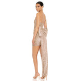 Diynav Women's Glide Sexy Bag Butt-Meared Thoracic Dress Can Be Removed Large Bow Decorative Dress Dress
