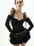 Diynav Three-Dimensional Flower Sexy Sling Belt Wrapped T-Shirt Corset Tsets Tsets Skirt Short Skirt Dinner Dress Dress Two Sets