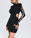Diynav Long-Sleeved Bows Hollow Dark-Cuffled Mini Skirt Babes Twinning Dress