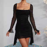 Diynav Fashion Spring And Summer New Long-Sleeved Temperament Dress