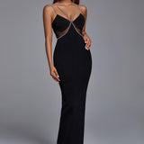 Diynav Heart-Bursting Dress Sexy Sling Diamond Chain Long Body-In-Handling Bandatry Dress