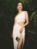 Diynav Qi Same High-End Sexy Umbilical Sleeveless Dress Temperament Ass Open-Fork Dress Dress Dress