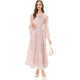 Diynav Lotus Leaf Side Round Horn Long Sleeve Apricot Dress Long Dress Autumn And Winter Women's Dress New 2025
